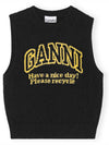 Intarsia Graphic Crewneck Vest Black - GANNI - BALAAN 2