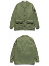 Brushed Cotton Canvas Old Effect Jacket Green - STONE ISLAND - BALAAN 5