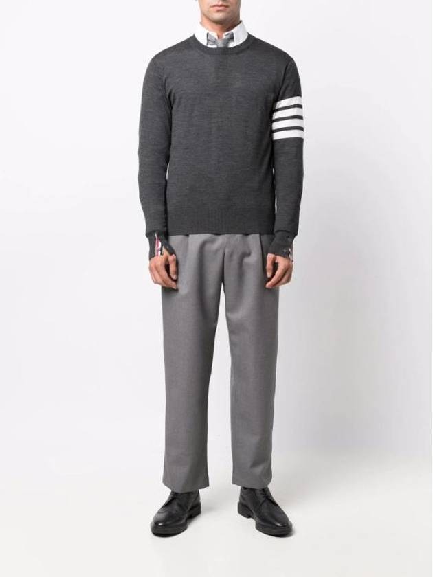 4 Bar Armband Classic Merino Wool Knit Top Dark Grey - THOM BROWNE - BALAAN 3