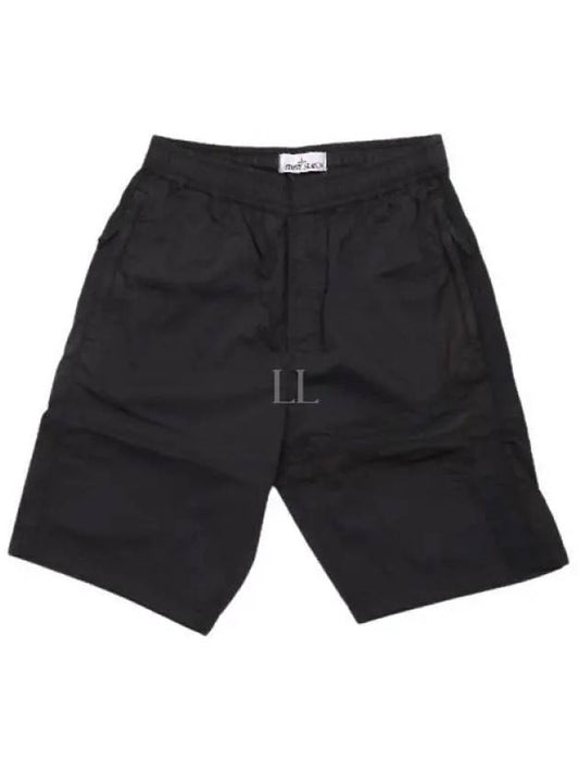 Logo Patch Cotton Nylon Ripstop Bermuda Shorts Black - STONE ISLAND - BALAAN 2