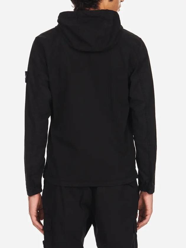 Supima Cotton Twill Stretch-TC Over Hooded Jacket Black - STONE ISLAND - BALAAN 3