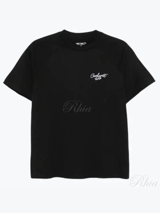 Signature Embroidered Short Sleeve T-Shirt Black - CARHARTT WIP - BALAAN 2