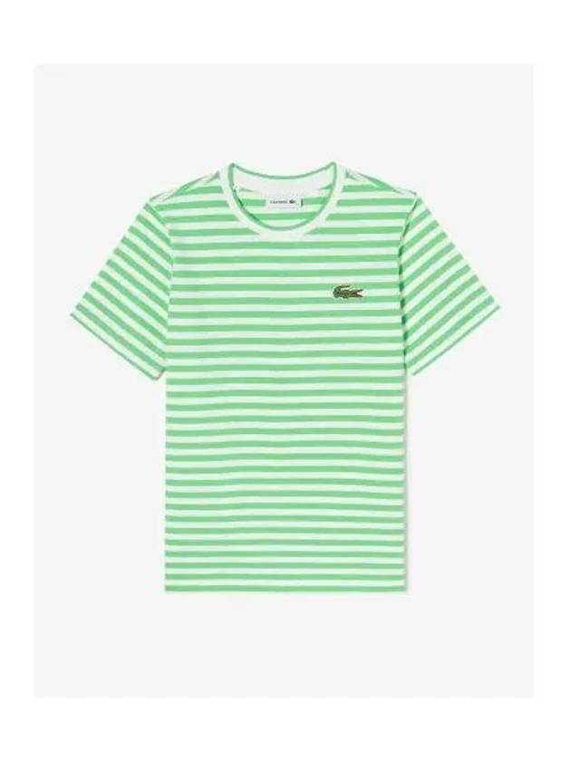 Women's Striped Short Sleeve T Shirt Light Green - LACOSTE - BALAAN 2