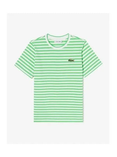 Women's Striped Short Sleeve T Shirt Light Green - LACOSTE - BALAAN 2