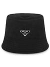 Re-Nylon Triangle Logo Bucket Hat Black - PRADA - BALAAN 3