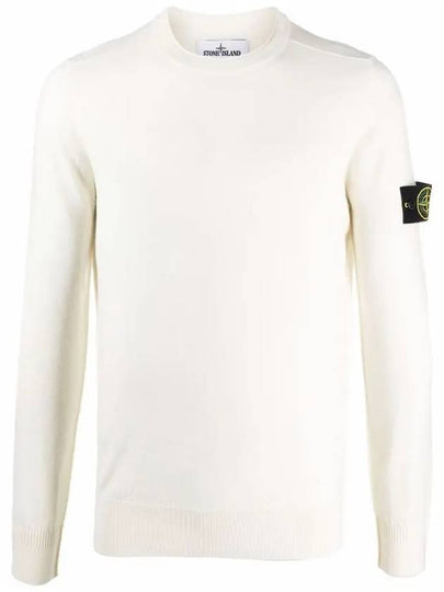 Waffen Patch Crew Neck Wool Knit Top Ivory - STONE ISLAND - BALAAN 2