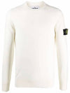 Waffen Patch Crew Neck Wool Knit Top Ivory - STONE ISLAND - BALAAN 3