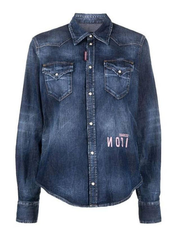 Denim Shirt Women's Navy Blue - DSQUARED2 - BALAAN 1