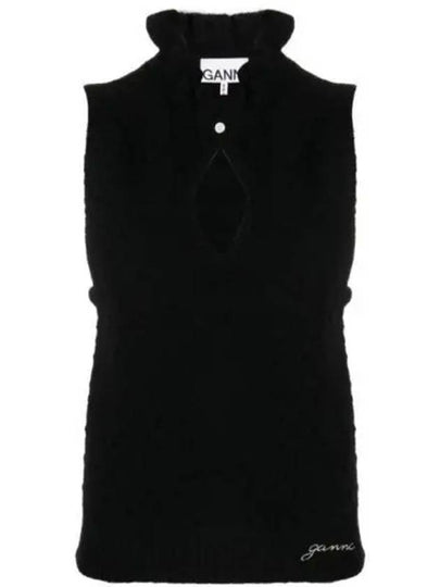 Wool Sleeveless Knit Top Black - GANNI - BALAAN 2