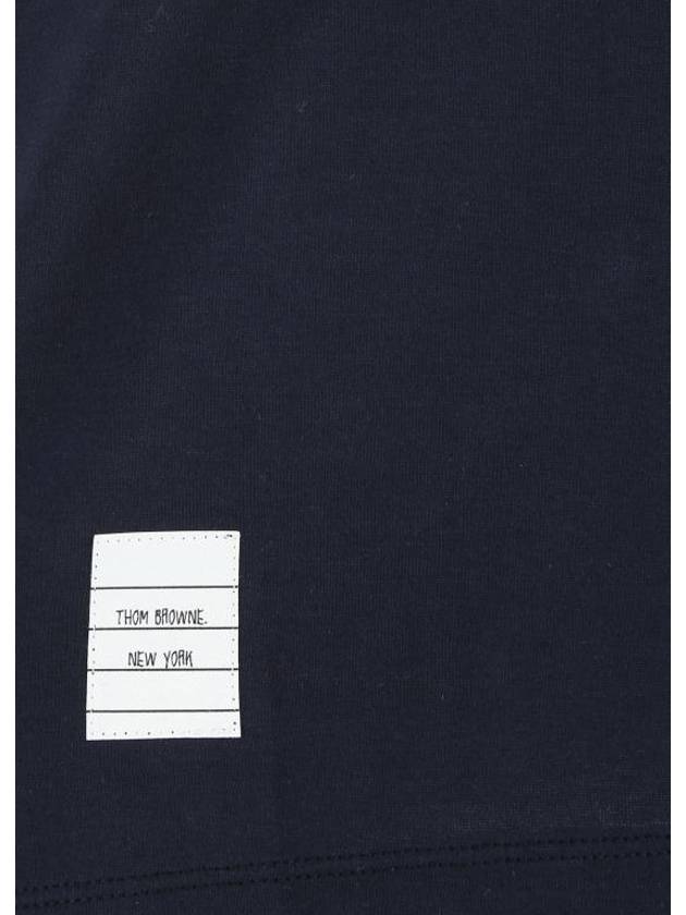 Logo Patch Lightweight Jersey Relaxed Fit Short Sleeve T-Shirt Navy - THOM BROWNE - BALAAN 4