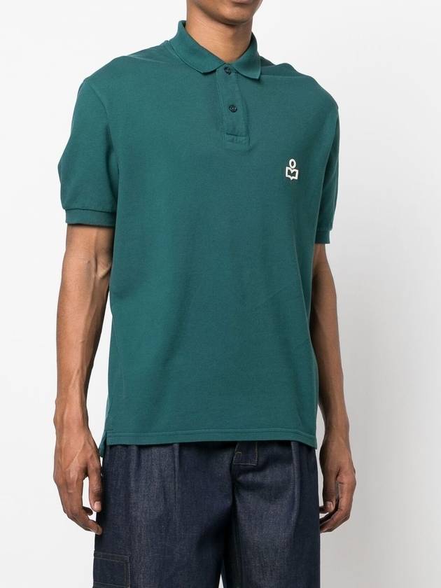 Afko Logo Cotton Polo Shirt Green - ISABEL MARANT - BALAAN 4