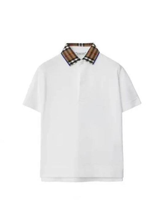 Kids Classic Check Collar Polo Shirt 8073160 White 1059177 - BURBERRY - BALAAN 1