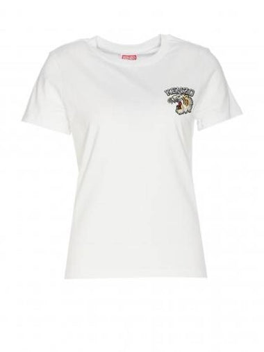 Tiger Logo Patch Short Sleeve T-Shirt White - KENZO - BALAAN 1