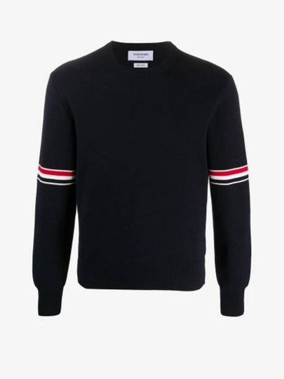 Men's Milan Stitch Armband Crew Neck Knit Top Navy - THOM BROWNE - BALAAN 2