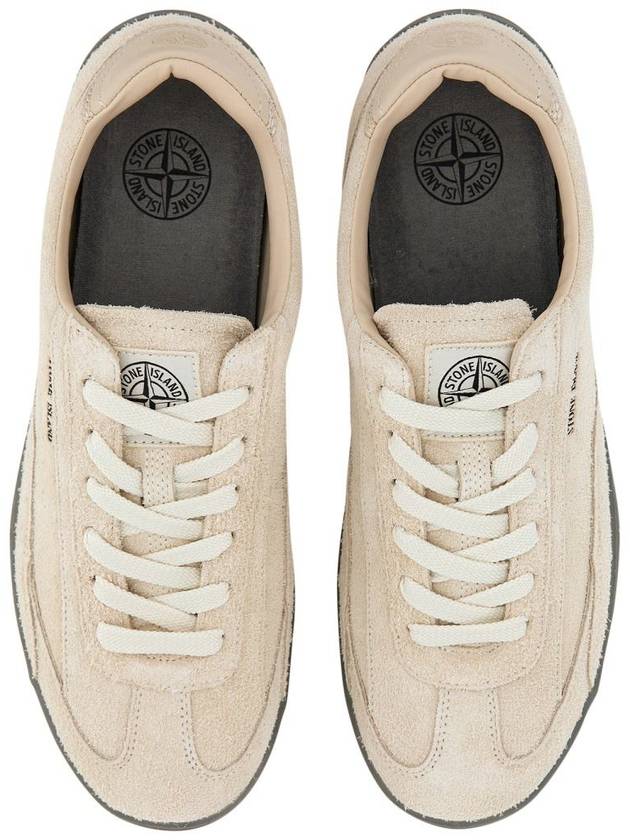 Logo Suede Low Top Sneakers Cream - STONE ISLAND - BALAAN 6