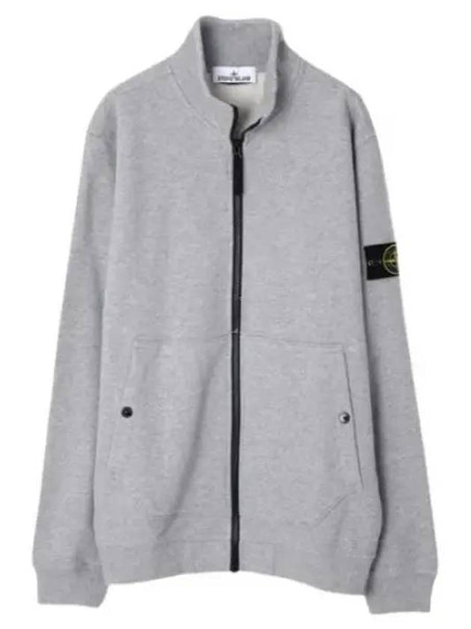 Men's Wappen Patch Cotton Zip Up Jacket Grey - STONE ISLAND - BALAAN 2