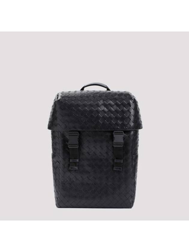 Intrecciato Flap Backpack Mat Black - BOTTEGA VENETA - BALAAN 1