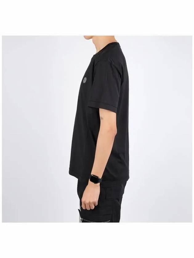 Logo Patch Short Sleeve T-Shirt Black - STONE ISLAND - BALAAN 4