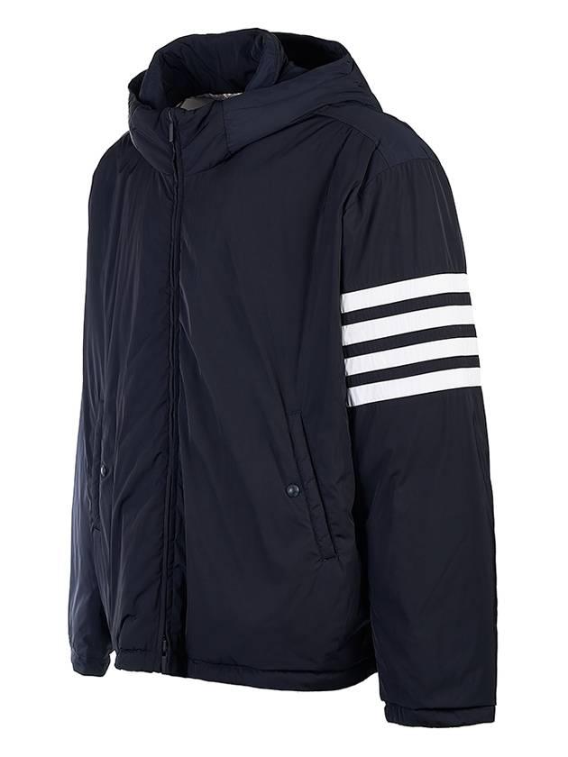 Poly Twill 4-bar Down Filled Hooded Jacket Navy - THOM BROWNE - BALAAN 3