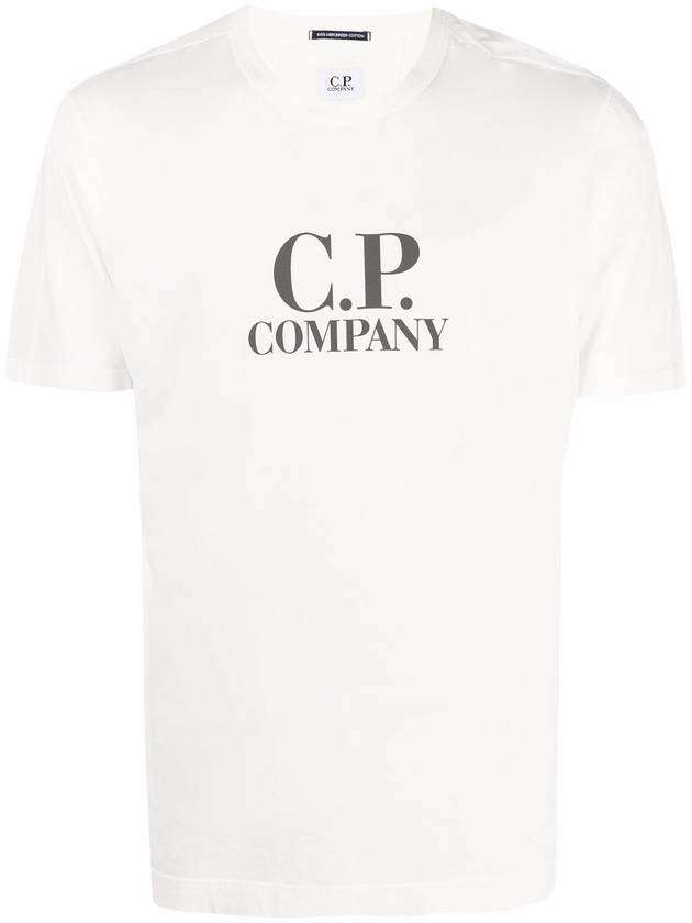 Men's Logo Print Short Sleeve T-Shirt White - CP COMPANY - BALAAN 1