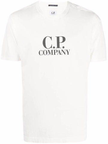 Men's Logo Print Short Sleeve T-Shirt White - CP COMPANY - BALAAN 1