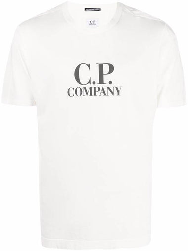 Men's Logo Print Short Sleeve T-Shirt White - CP COMPANY - BALAAN 1