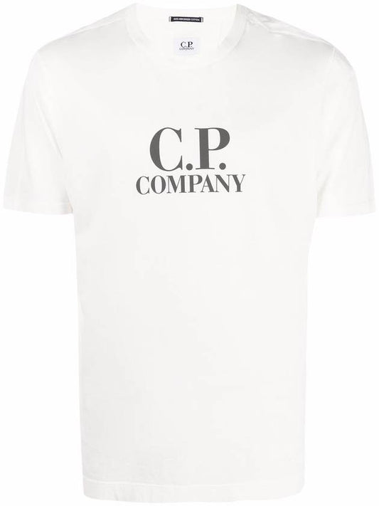 Men's Logo Printing Short Sleeve T-Shirt White - CP COMPANY - BALAAN 1