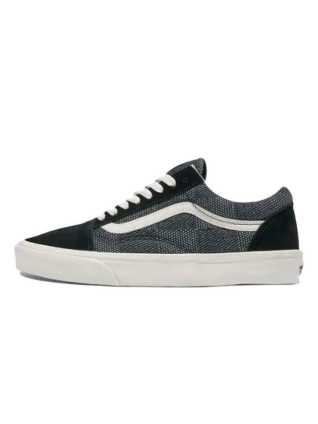 Old Skool Check Denim Low Top Sneakers Black - VANS - BALAAN 1