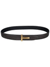 T Logo Reversible Leather Belt Black Brown - TOM FORD - BALAAN 9