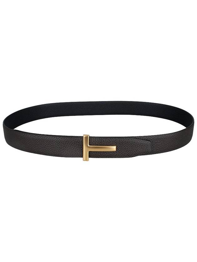 T Logo Reversible Leather Belt Black Brown - TOM FORD - BALAAN 9