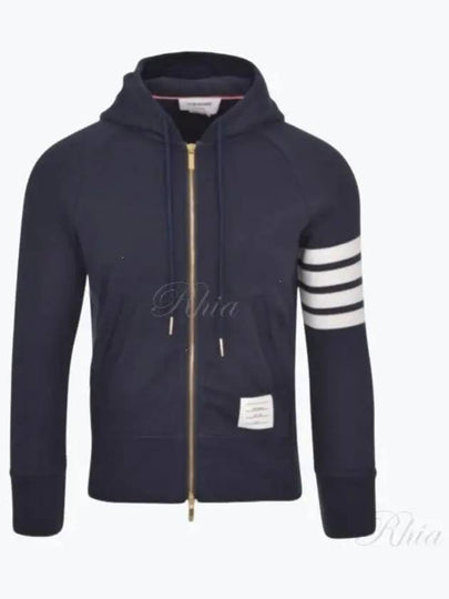 Engineered 4 Bar Diagonal Zip Up Hoodie Navy - THOM BROWNE - BALAAN 2