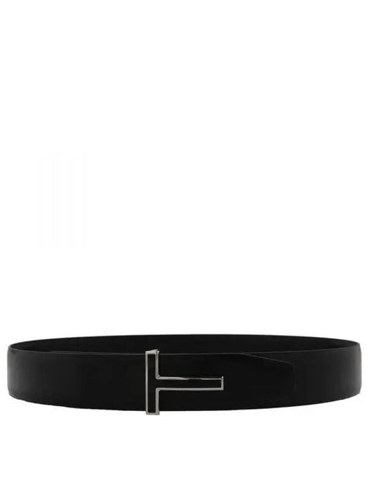 T Buckle Reversible Leather Belt Black - TOM FORD - BALAAN 2