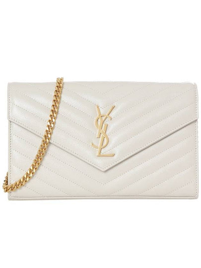 Monogram Matelasse Chain Shoulder Bag White - SAINT LAURENT - BALAAN 2