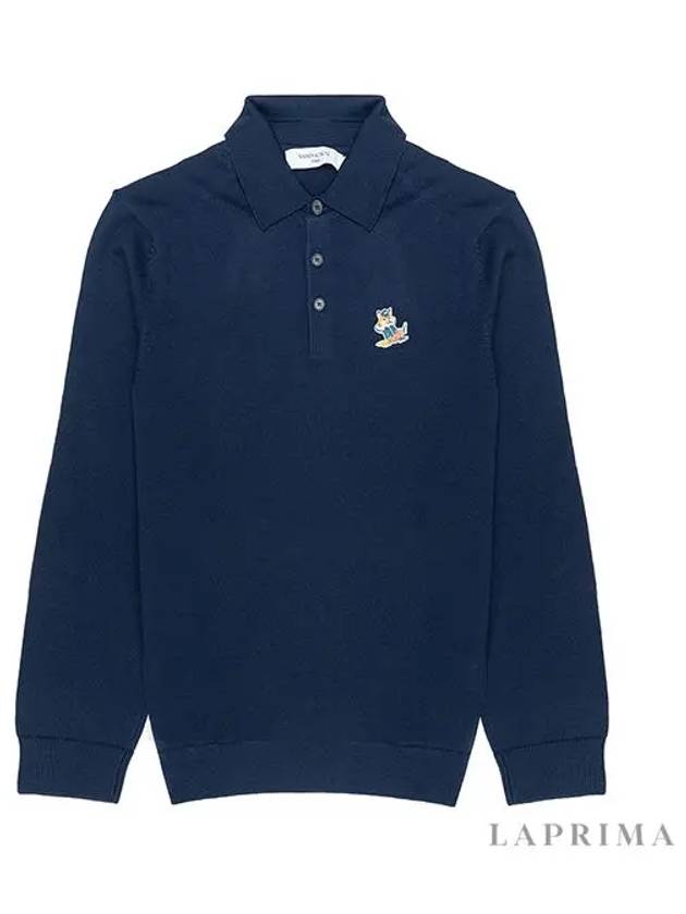 Dressed Fox Patch Regular PK Shirt Navy - MAISON KITSUNE - BALAAN.