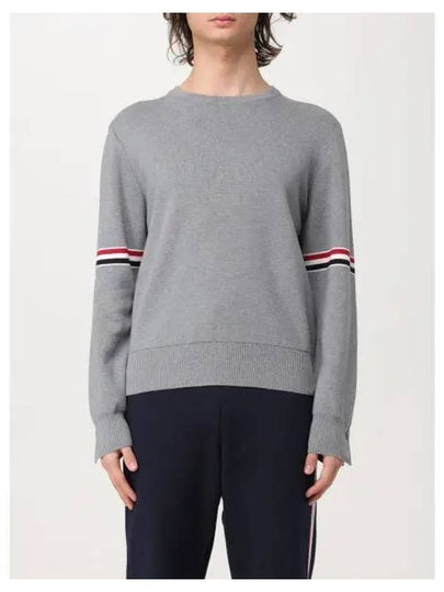 Merino Striped Crew Neck Knit Top Grey - THOM BROWNE - BALAAN 2