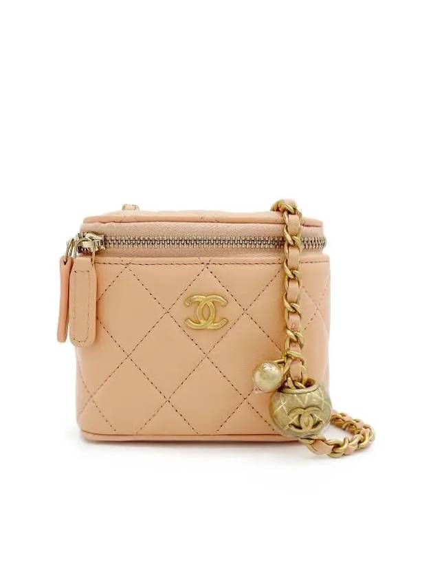 Golden Ball Mini Cosmetic Bag Pink Beige Vintage Gold Plated Lambskin 3ET1209 - CHANEL - BALAAN 1