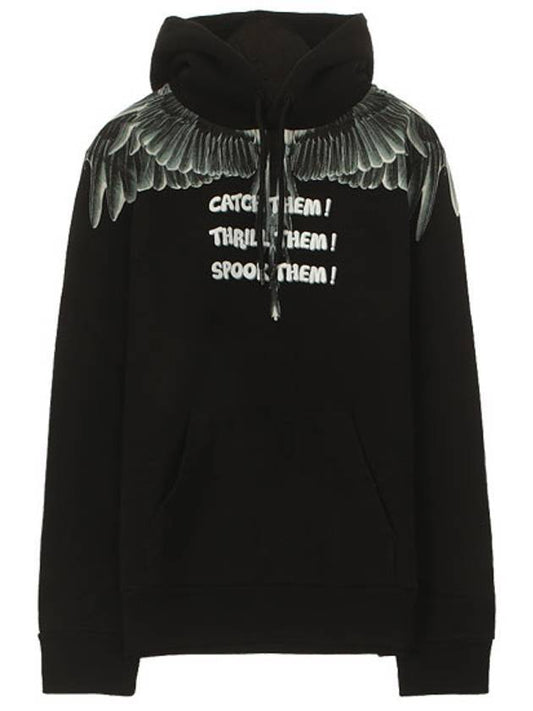 Catch Them Wing Printed Hoodie Black - MARCELO BURLON - BALAAN 1