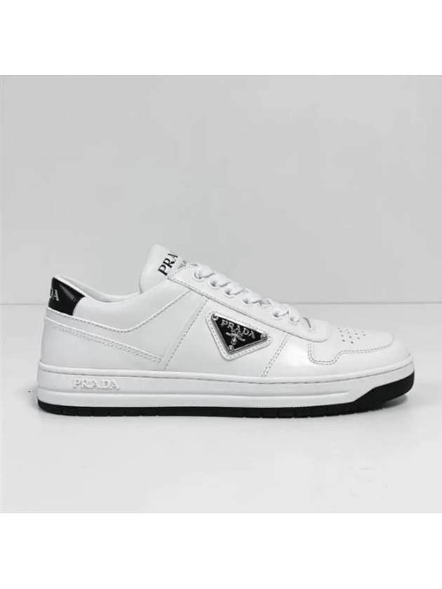 Downtown Perforated Leather Low Top Sneakers White - PRADA - BALAAN 6