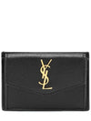 Uptown Grain De Poudre Embossed Leather Flap Card Case Black - SAINT LAURENT - BALAAN 8