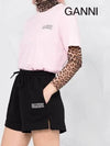 Women's Logo Drawstring Shorts Black - GANNI - BALAAN.