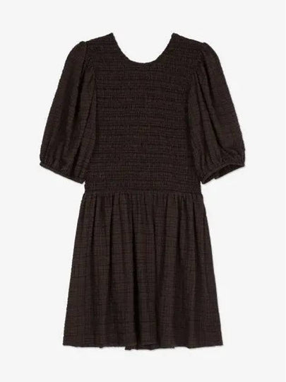 Women's Smoke Puff Sleeve Short Dress Brown - GANNI - BALAAN 2