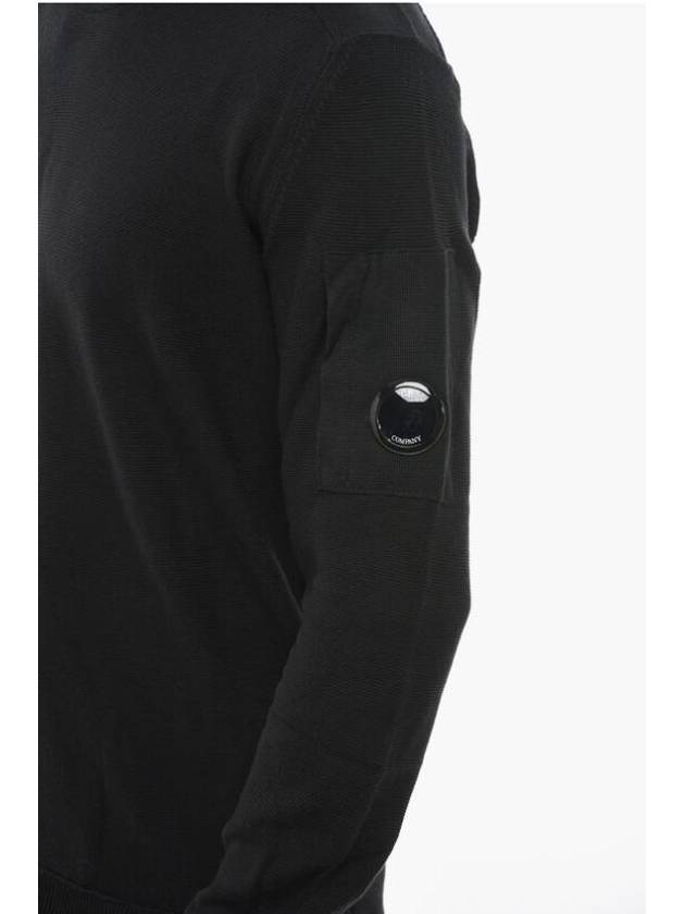 Lens Detail Crew Neck Knit Top Black - CP COMPANY - BALAAN 4