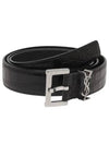 Monogram Crocodile Leather Belt Black - SAINT LAURENT - BALAAN 2