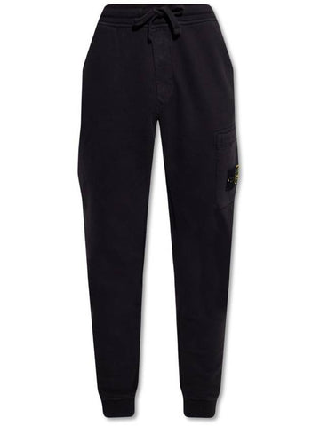 Men's Waffen Sweat Track Pants Black - STONE ISLAND - BALAAN.