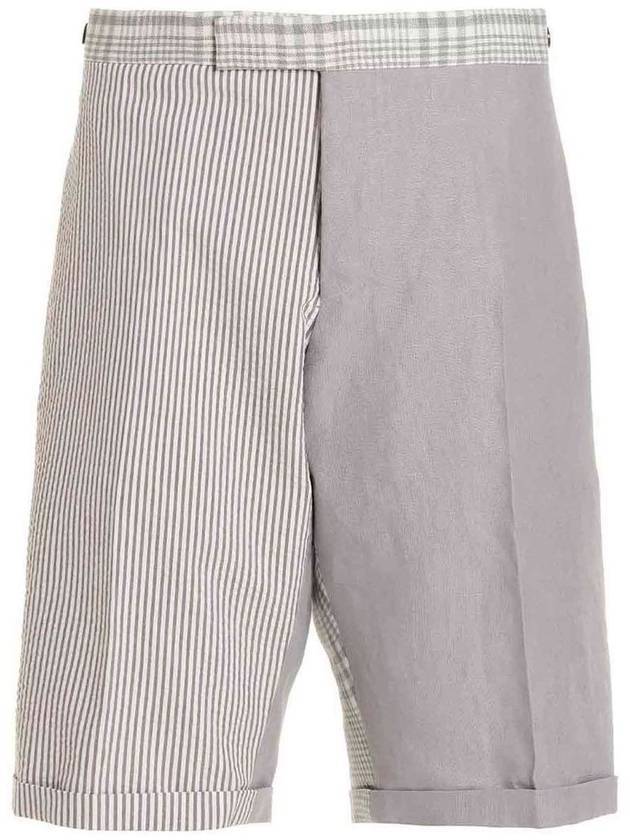 Fun Mix Linen Side Tab Shorts Grey - THOM BROWNE - BALAAN 1