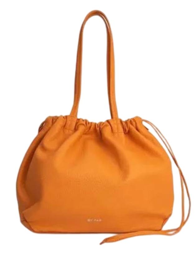 Oslo Flat Grain Leather Bucket Bag Orange - BY FAR - BALAAN 1