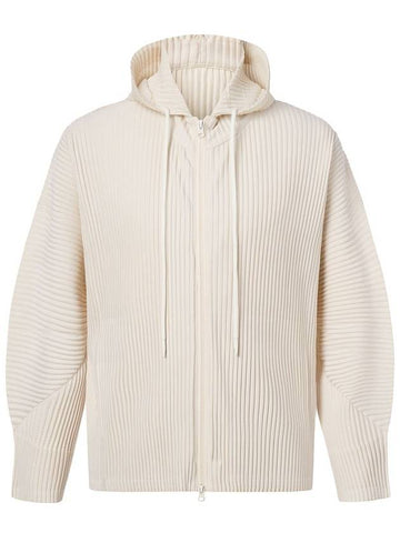 Men s two way pleated hooded zip up outerwear ivory - MONPLISSE - BALAAN 1