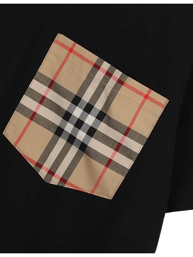 Check Pocket Cotton Short Sleeve T-Shirt Black - BURBERRY - BALAAN 5