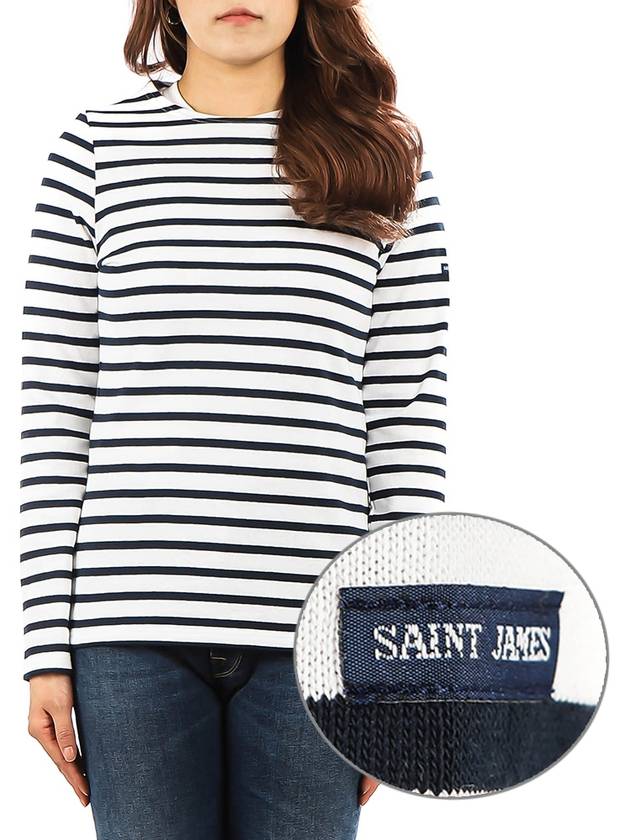 Women's Meridame II Striped Long Sleeve T-Shirt Neige Marine - SAINT JAMES - BALAAN 2