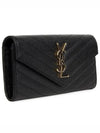Matelasse Monogram Quilted Leather Flap Long Wallet Black - SAINT LAURENT - BALAAN 3